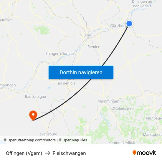 Offingen (Vgem) to Fleischwangen map