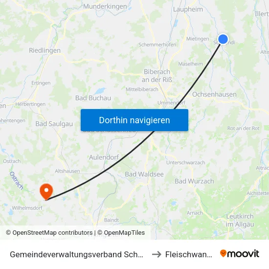 Gemeindeverwaltungsverband Schwendi to Fleischwangen map