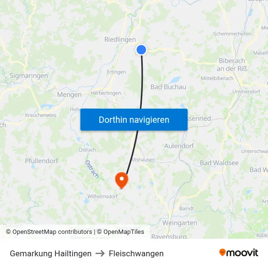 Gemarkung Hailtingen to Fleischwangen map