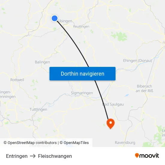 Entringen to Fleischwangen map