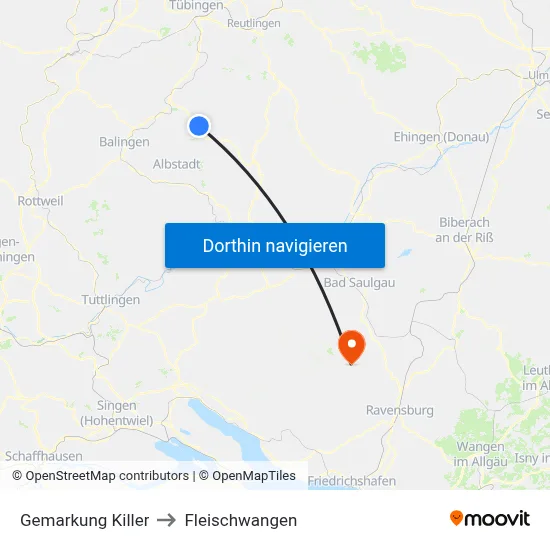 Gemarkung Killer to Fleischwangen map
