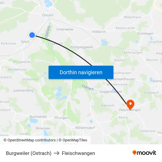 Burgweiler (Ostrach) to Fleischwangen map