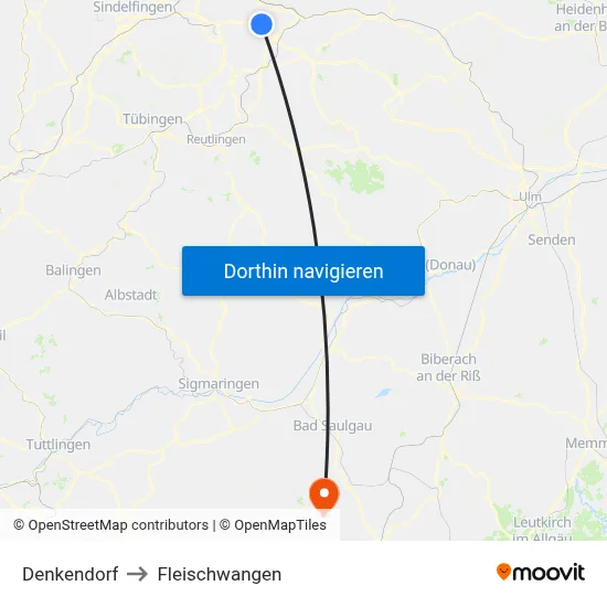 Denkendorf to Fleischwangen map