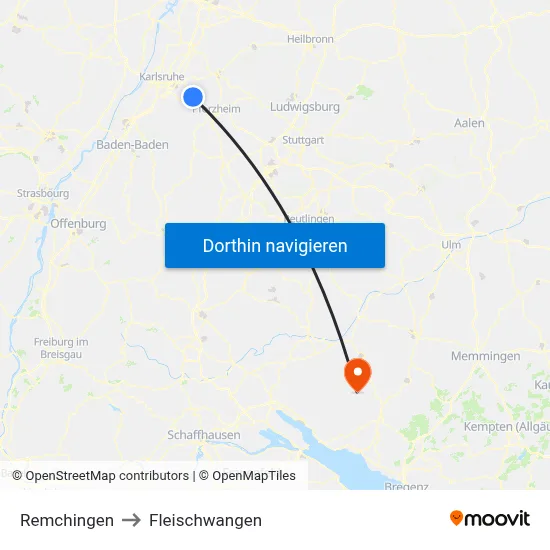 Remchingen to Fleischwangen map