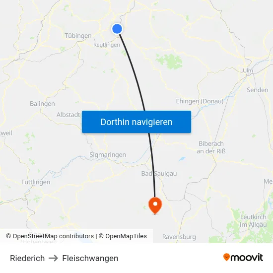 Riederich to Fleischwangen map