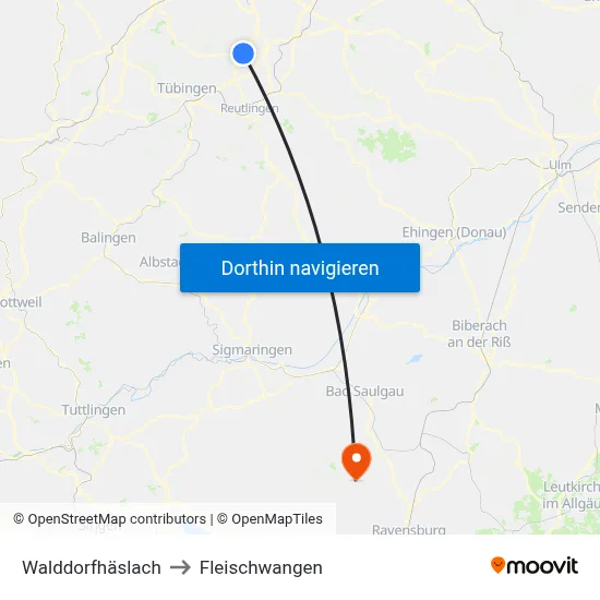 Walddorfhäslach to Fleischwangen map