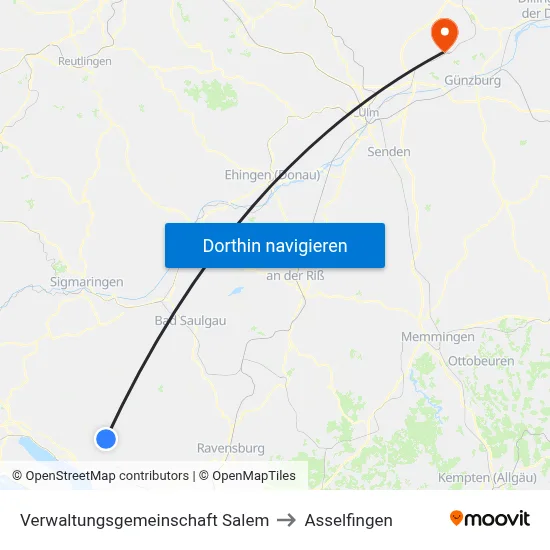 Verwaltungsgemeinschaft Salem to Asselfingen map