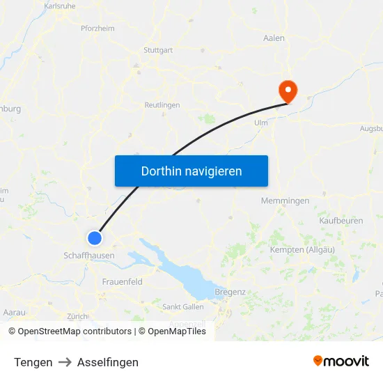 Tengen to Asselfingen map