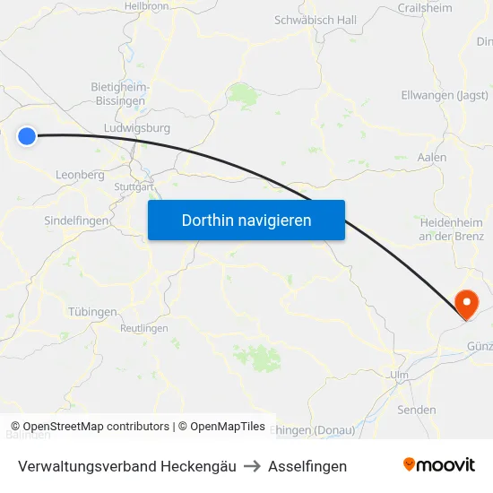 Verwaltungsverband Heckengäu to Asselfingen map