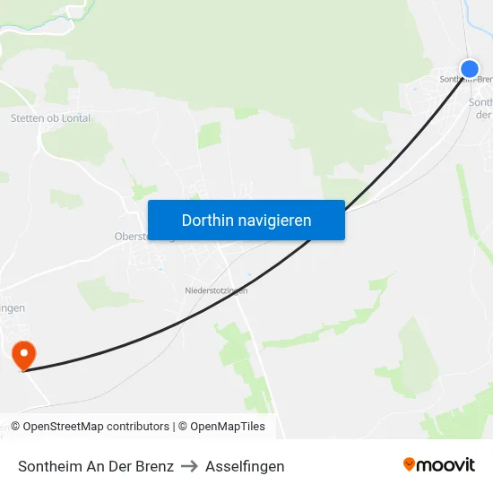 Sontheim An Der Brenz to Asselfingen map