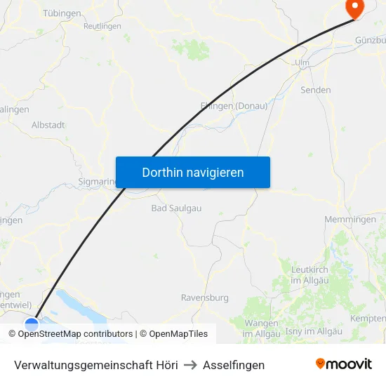 Verwaltungsgemeinschaft Höri to Asselfingen map