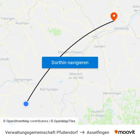 Verwaltungsgemeinschaft Pfullendorf to Asselfingen map