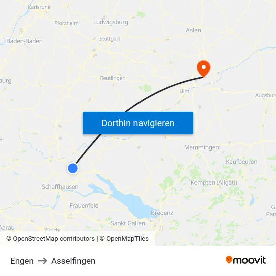 Engen to Asselfingen map