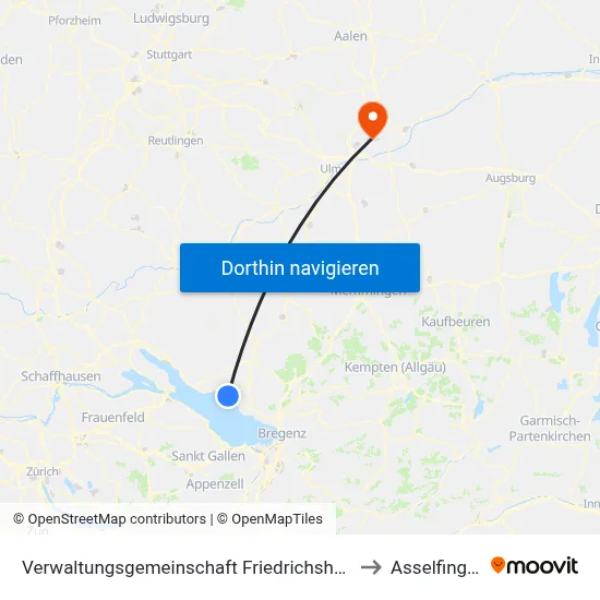 Verwaltungsgemeinschaft Friedrichshafen to Asselfingen map
