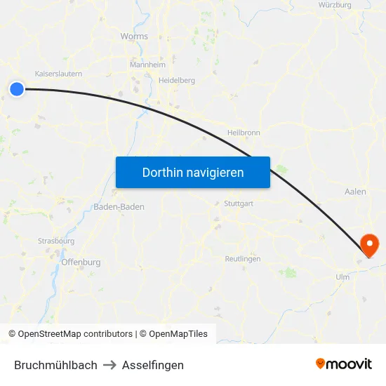 Bruchmühlbach to Asselfingen map