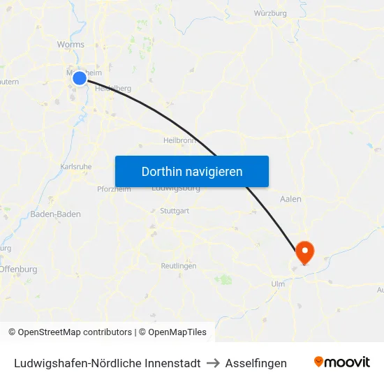 Ludwigshafen-Nördliche Innenstadt to Asselfingen map