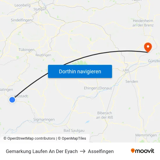Gemarkung Laufen An Der Eyach to Asselfingen map