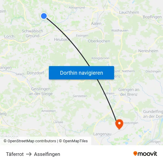 Täferrot to Asselfingen map