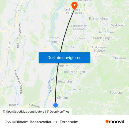 Gvv Müllheim-Badenweiler to Forchheim map