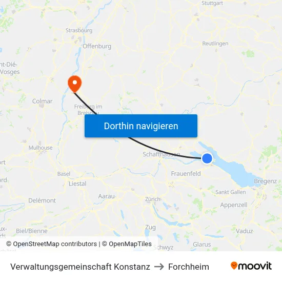 Verwaltungsgemeinschaft Konstanz to Forchheim map