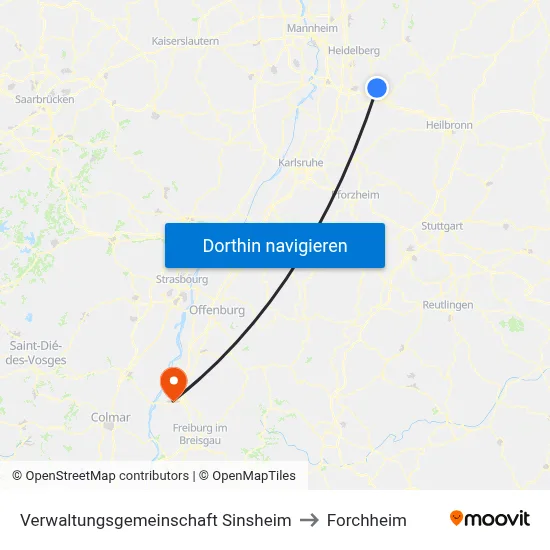 Verwaltungsgemeinschaft Sinsheim to Forchheim map