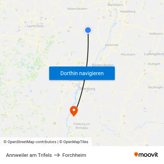Annweiler am Trifels to Forchheim map