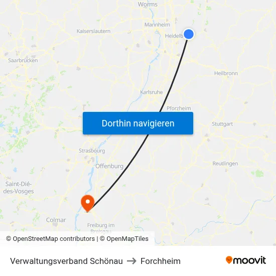 Verwaltungsverband Schönau to Forchheim map