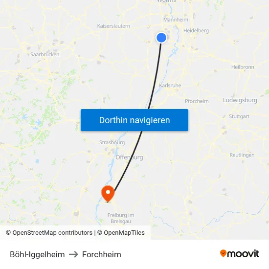 Böhl-Iggelheim to Forchheim map