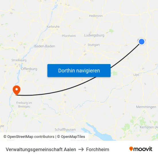 Verwaltungsgemeinschaft Aalen to Forchheim map