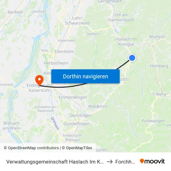 Verwaltungsgemeinschaft Haslach Im Kinzigtal to Forchheim map