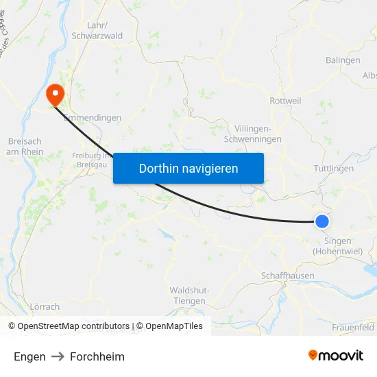 Engen to Forchheim map