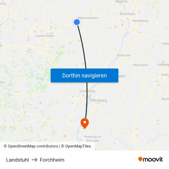 Landstuhl to Forchheim map
