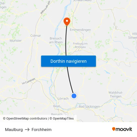 Maulburg to Forchheim map