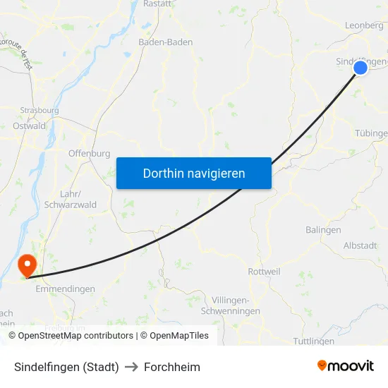 Sindelfingen (Stadt) to Forchheim map