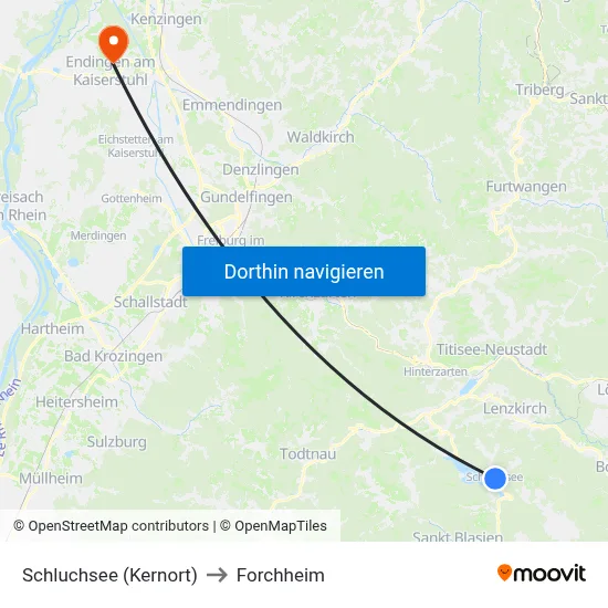 Schluchsee (Kernort) to Forchheim map