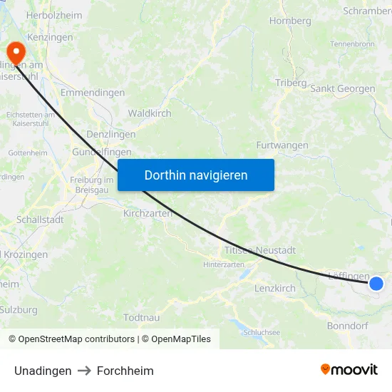 Unadingen to Forchheim map