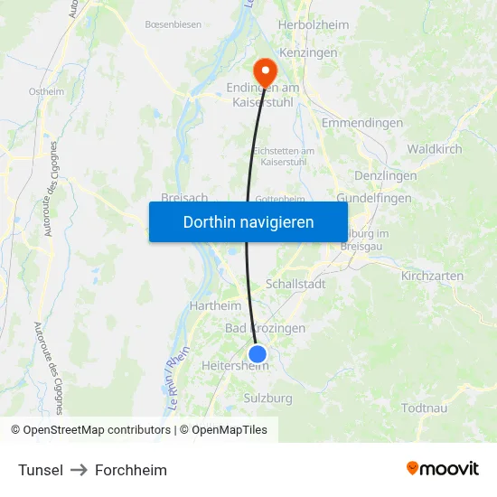 Tunsel to Forchheim map
