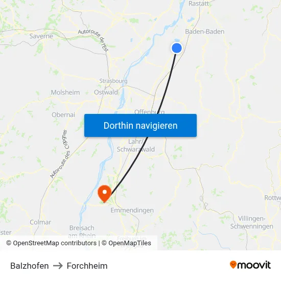 Balzhofen to Forchheim map