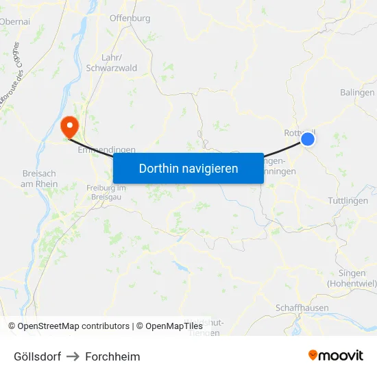 Göllsdorf to Forchheim map