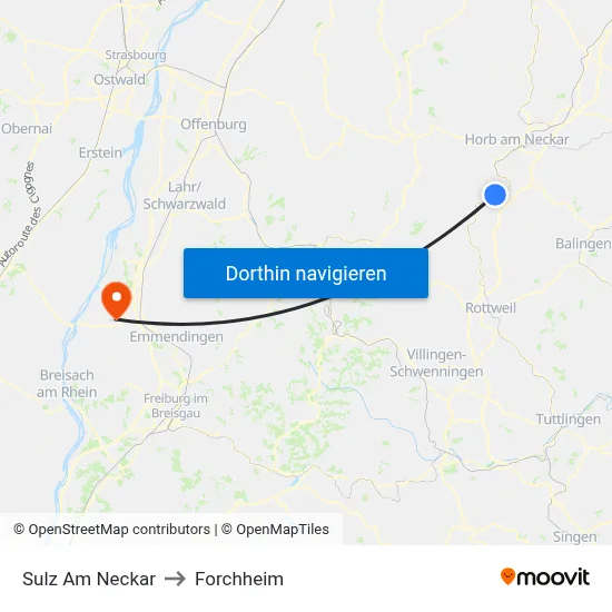 Sulz Am Neckar to Forchheim map