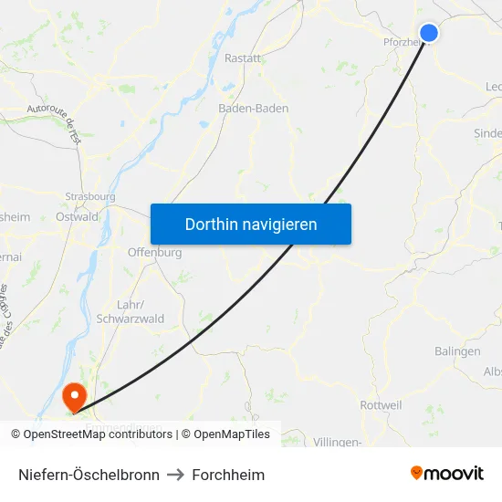 Niefern-Öschelbronn to Forchheim map