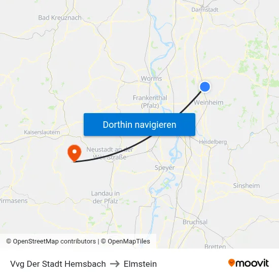 Vvg Der Stadt Hemsbach to Elmstein map