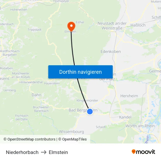 Niederhorbach to Elmstein map