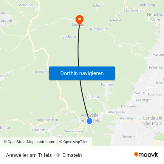 Annweiler am Trifels to Elmstein map