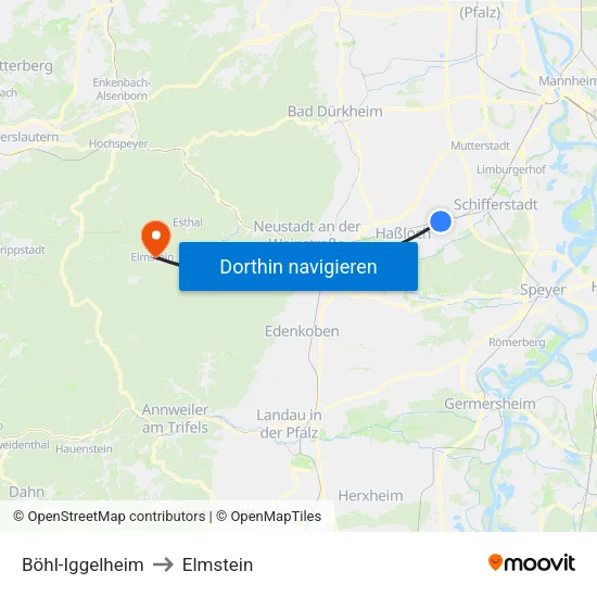 Böhl-Iggelheim to Elmstein map