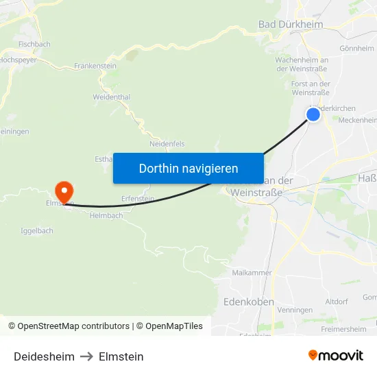 Deidesheim to Elmstein map