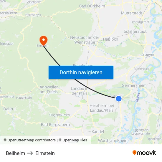 Bellheim to Elmstein map