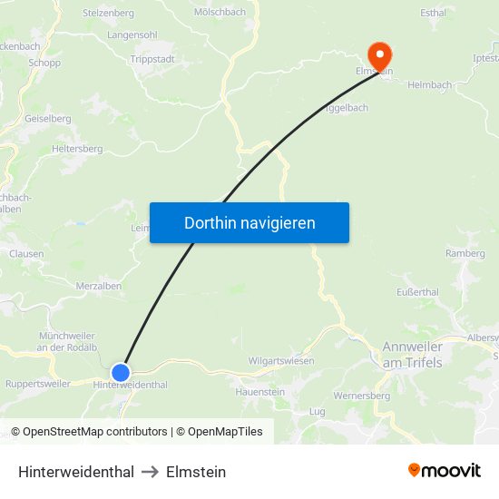 Hinterweidenthal to Elmstein map