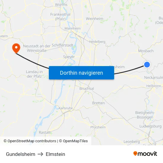 Gundelsheim to Elmstein map