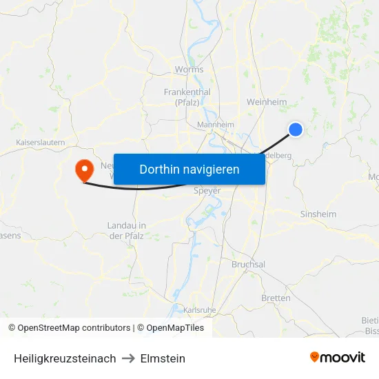 Heiligkreuzsteinach to Elmstein map